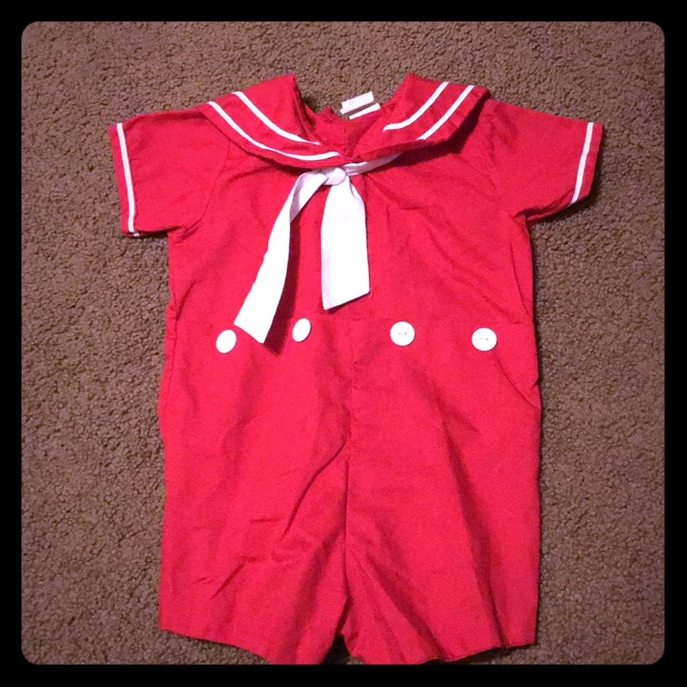 Bryan red/white sailor romper